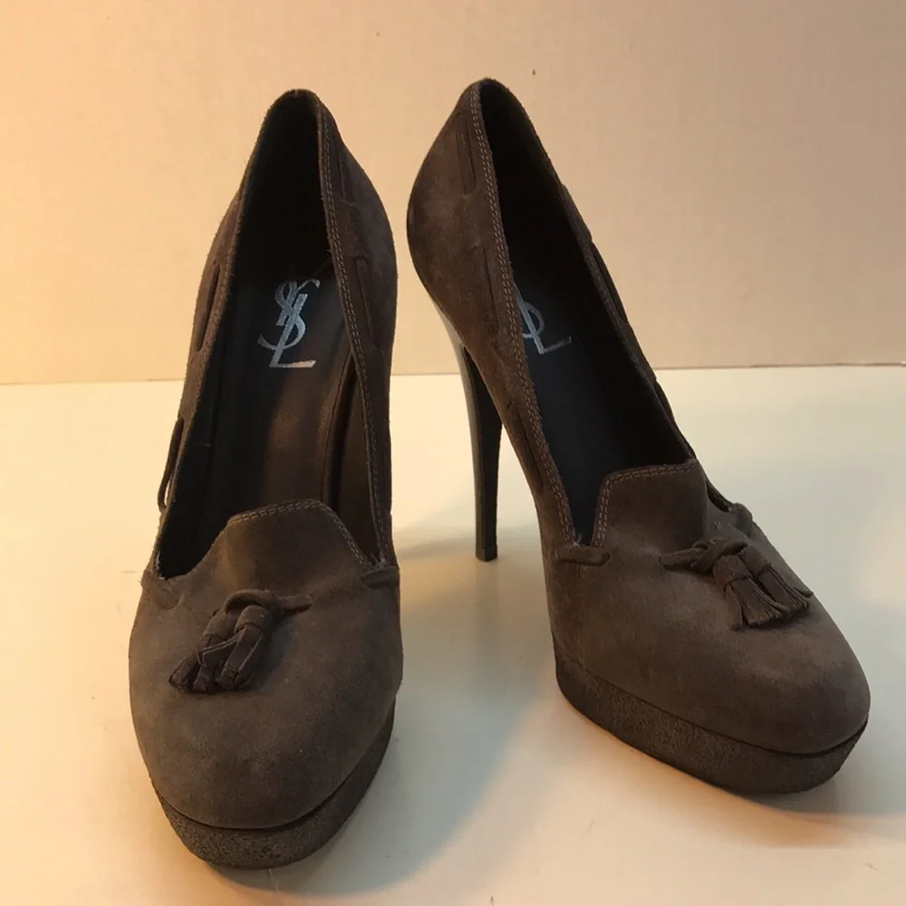 Yves Saint Laurent Gray Suede Heels Made in Italy Size 41 (US 10) - Picture 6 of 15